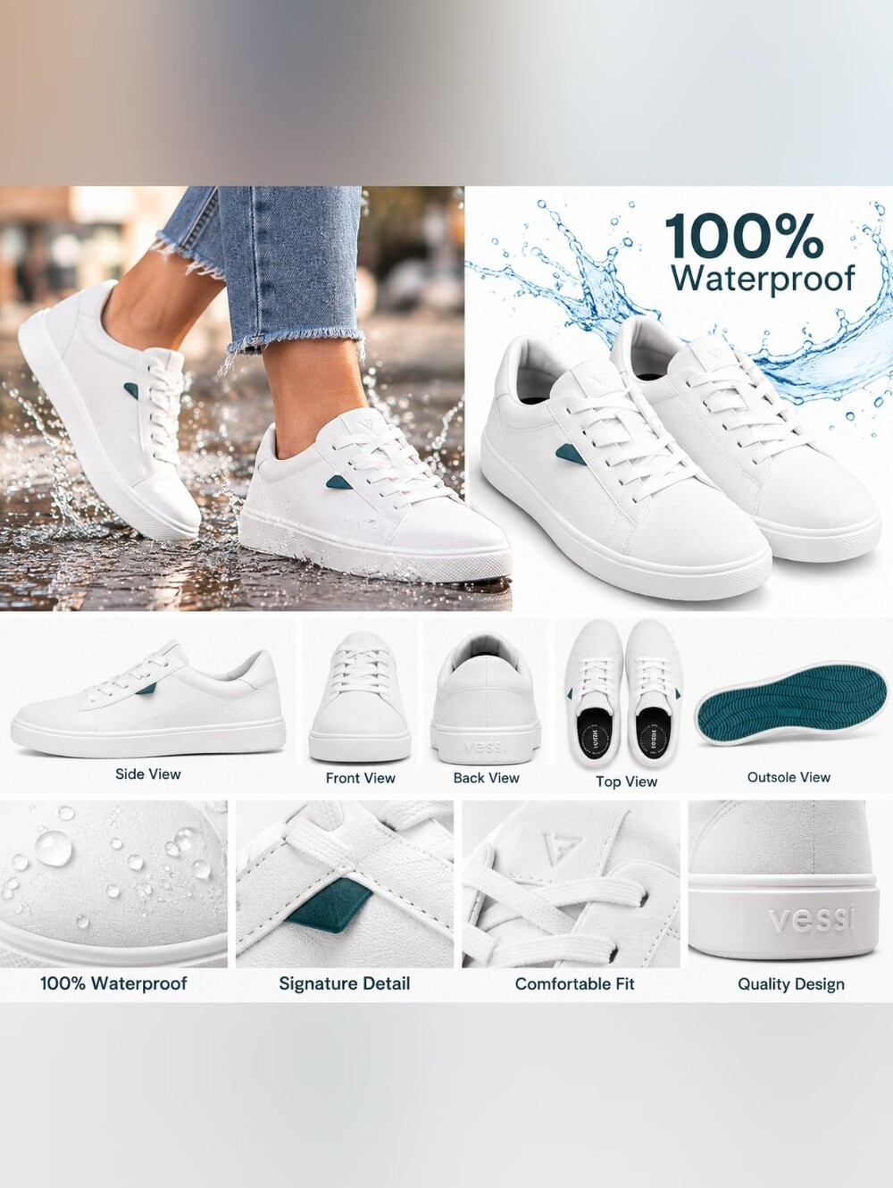 NWOT Vessi White  sneakers Women's Size 8 Still Available Online $160 + Taxes